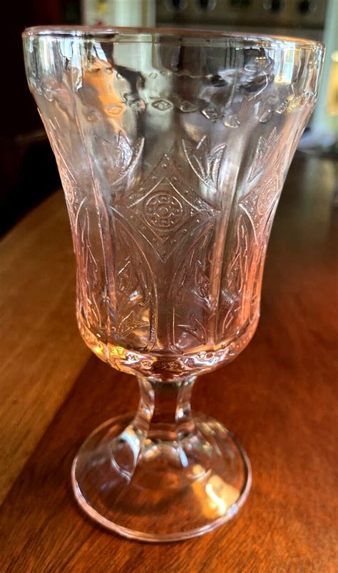 Pink Indiana Glass Federal Recollection Madrid Stem Goblet Glass Ebay