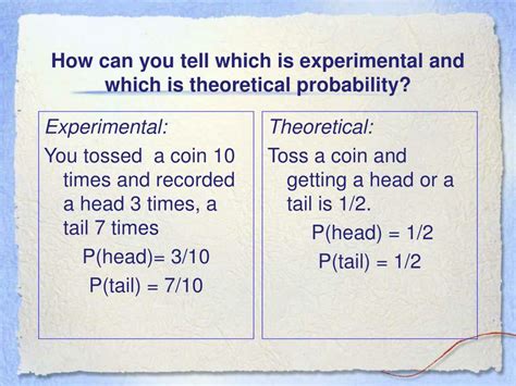 Ppt Experimental Probability Vs Theoretical Probability Powerpoint