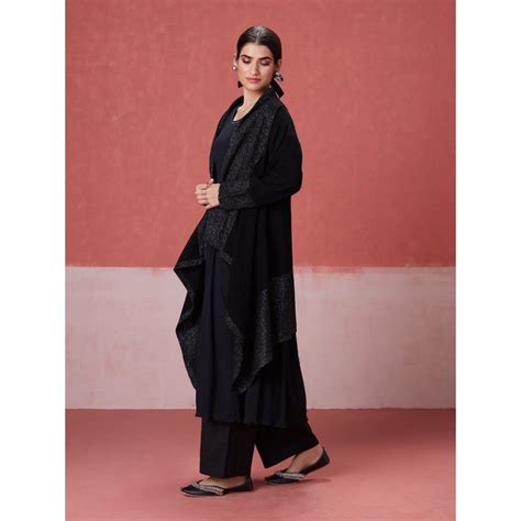 Likha Black Woollen Acrylic Winter Shrug Likww Buy Likha Black