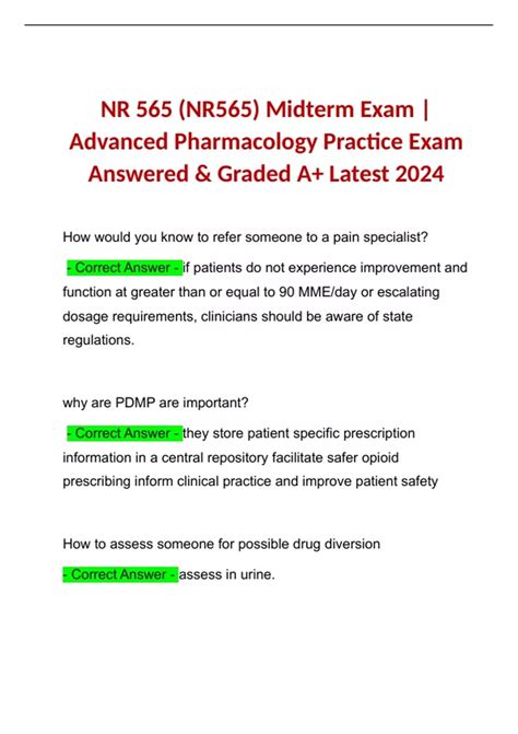 Nr Nr Midterm Exam Advanced Pharmacology Practice Exam