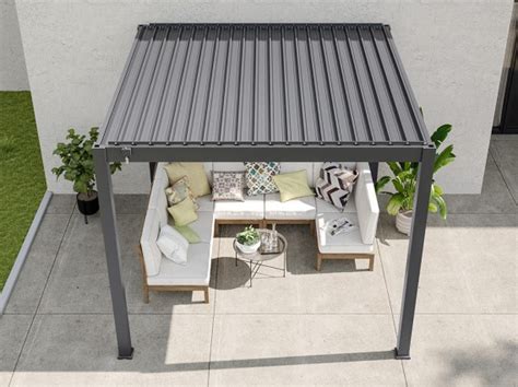 Pergola bioclimatique AURORA autoportée anthracite