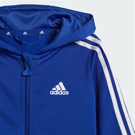 Adidas Essentials Shiny Hooded Track Suit Blue Adidas Uae