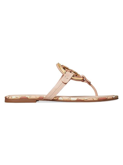 Buy Tory Burch Wo Miller Enamel Leather Thong Sandals Seashell Pink