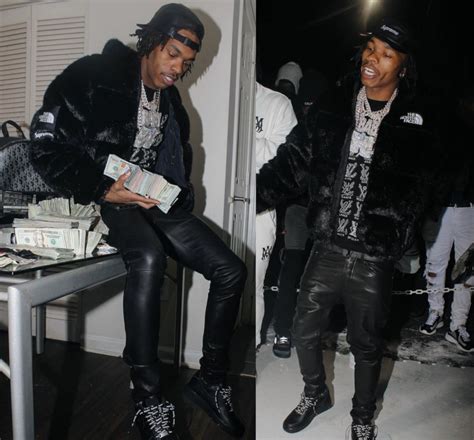 Lil Baby Wearing An Amiri Supreme X Tnf Louis Vuitton And Dior Outfit