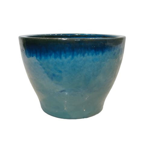 Vaso Vietnamita Cerâmica Importado Síria Médio Aqua D24cm x A18cm