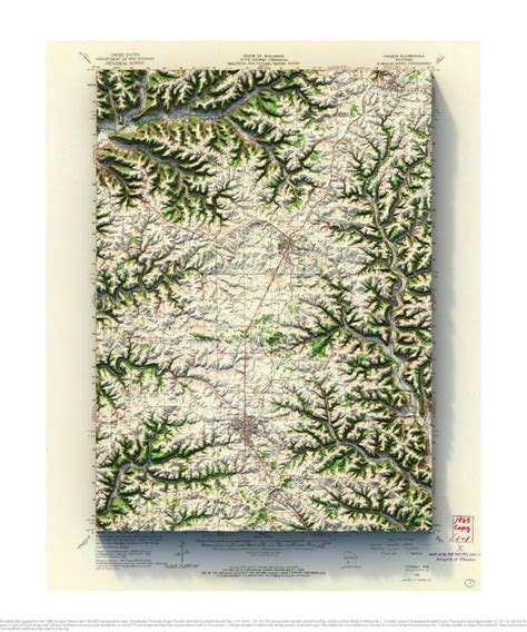 Viroqua, Wisconsin shaded relief topo map - Thomas Wyse Forestry