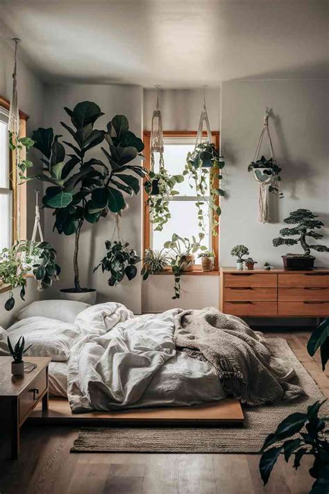 Japandi Bedroom With Indoor Plants Ideas 24 Nature Retreats