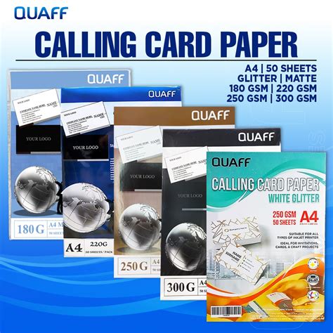 Quaff Calling Card Paper Double Sided Matte Glitter Cardstock Paper