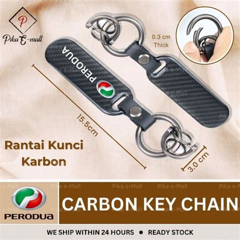 Perodua Rantai Kunci Karbon Perodua Key Chain Carbon Keychain Axia Myvi