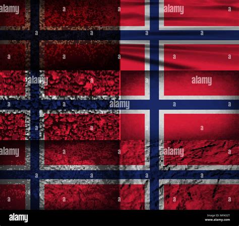 Flagge Norwegens Mit Alten Textur Vector Illustration Stock