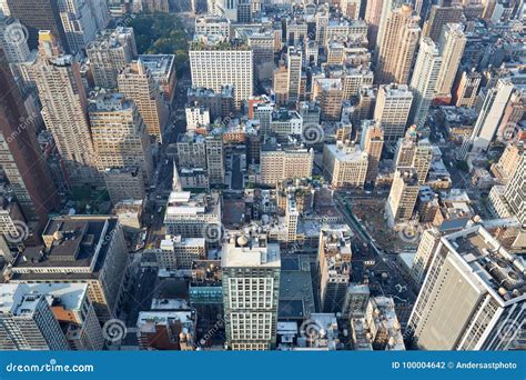 Vogelperspektive New York City Manhattan Mit Wolkenkratzern Von Oben