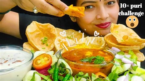 Eating Spicy Aloo Ki Sabji Puri Kheer Salad Indian Food Eating Mukbang