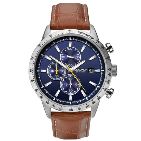 Sekonda Gents Multi Dial Watch With Brown Leather Strap Copa Jewellers