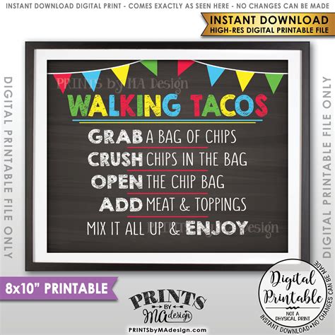 Walking Taco Bar Sign Free Printable