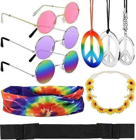 Hysagtek Set Di Accessori Per Costume Hippie 9 Pezzi Accessori Per