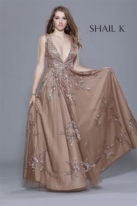 Plunging Neckline Fit To Flare Prom Dress 12110