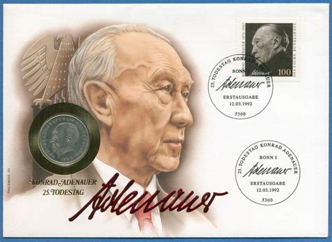 Bund Konrad Adenauer Numisbrief Mit Dm Zum Todestag N