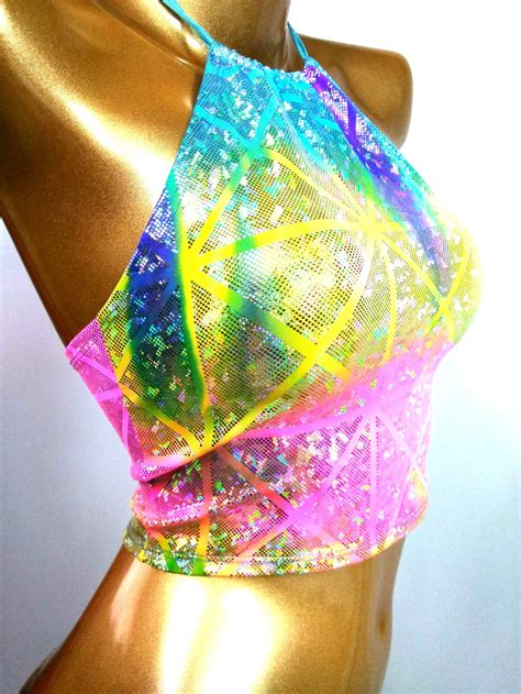 Colors Rave Top Rainbow Unicorn Crop Top Dance Top Yoga Etsy