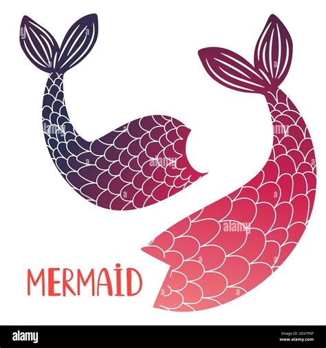 Mermaid Tails Vector Isolated On White Background Mermaid Tail Sea Illustration Collection