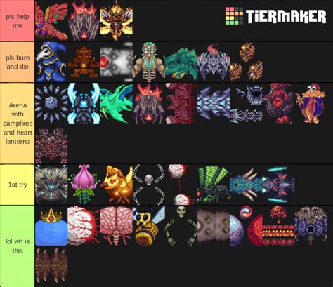 My Tier List For Vanilla And Calamity Bosses Rterraria