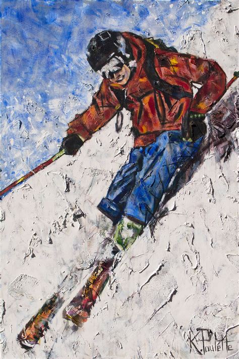 Skiing Painting Ski Art On Canvas Action Sports Snow Kent Paulette