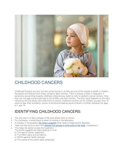 Types of Childhood Cancer and Cancer Symptoms in Children