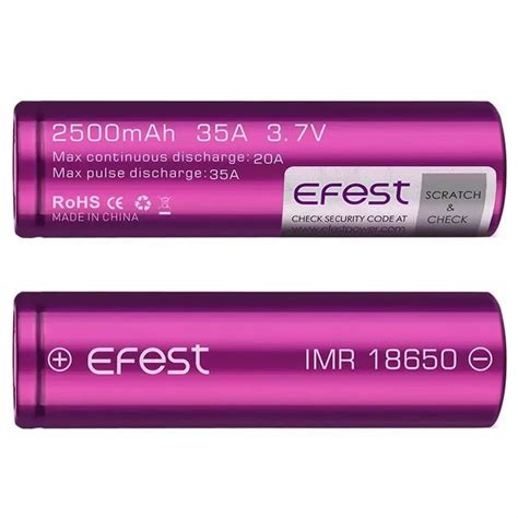 2 x EFEST IMR 18650 Rechargeable Battery (3000MAH 35A) - Best Pr