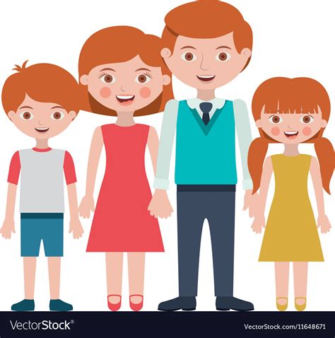 Parents Daughter And Son Cartoon Design Royalty Free Vector