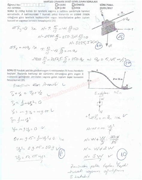 Dinamik Dersi Final Sorular Ve Cevaplar Vize Ve Final