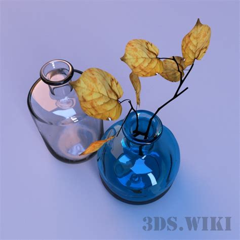 Вазы / колбы и осенние листья дерева - Скачать 3D-модель (2152 ...