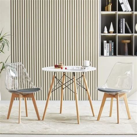 Lot De 2 Chaise Transparente Scandinave Pour Salle A Manger Avec Gris