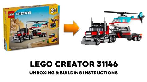 FLATBED TRUCK With HELICOPTER Lego Creator 31146 Unboxing And Building