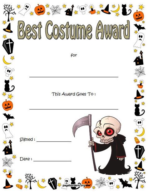 Halloween Costume Certificate Template [7+ BEST DESIGNS FREE] – Fresh ...