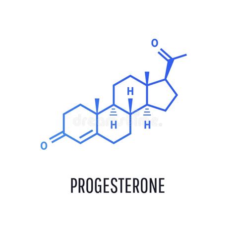 Progesterone Female Sex Hormone Skeletal Chemical Formula On White Background Vector