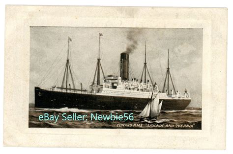 Cunard Ocean Line Rms Saxonia Ivernia Postcard Steam Ship Liner R