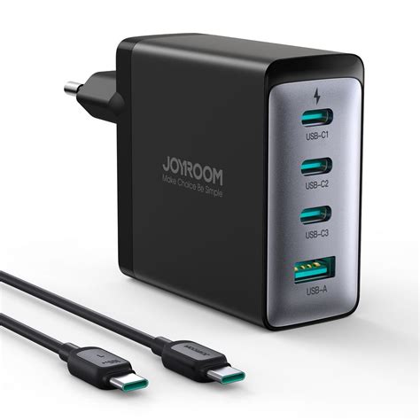 Joyroom Väggladdare 3x Usb C Usb A Pd Gan 100w Med Usb C Kabel Svart