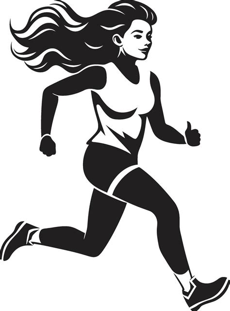 Stylish Sprint Vector Icon Of A Black Woman Running Fluid Elegance