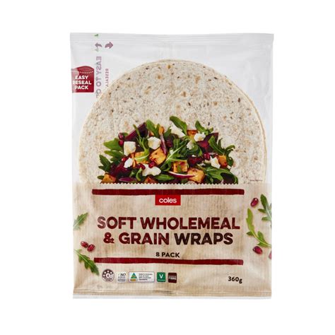 Buy Coles Wholemeal Grain Soft Wraps Pack G Coles