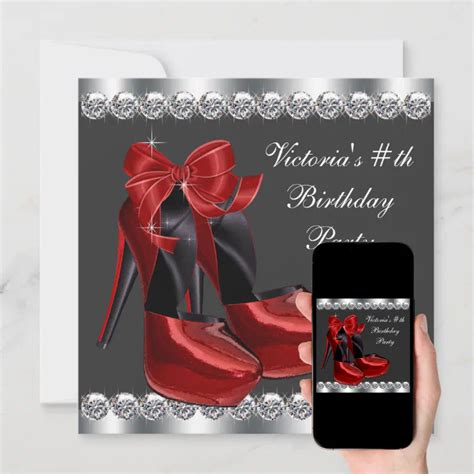 Ruby Red High Heel Shoe Birthday Party Invitation Zazzle