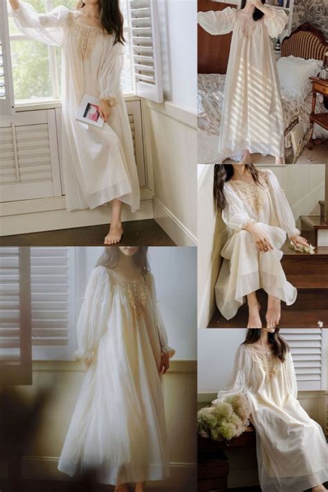 Vintage Cotton Long Nightgowns For Women Long Sleeve Elegant Etsy