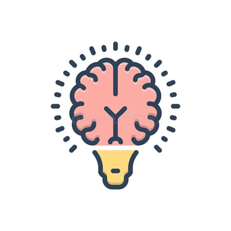 Color Illustration Icon For Idea Brain Solution And Memory Stock