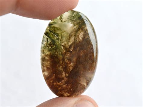 Natural Genuine Green Moss Agate Cabochon Oval Gemstone Handmade