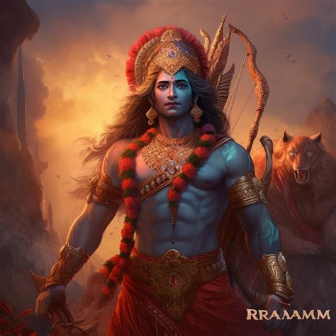 Premium Photo | Lord Rama with bow arrow for Shree Ram Navami Generative Ai