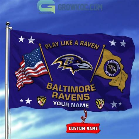 Baltimore Ravens Play Like A Raven Personalized Flag Growkoc