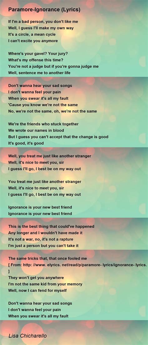 Ignorance Paramore Lyrics