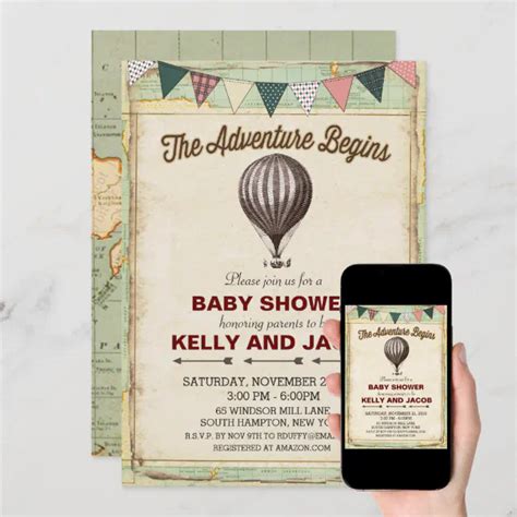 Vintage Hot Air Balloon Baby Shower Invitation Zazzle