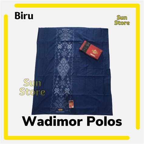 Sarung Tenun Wadimor Polos Warna Biru Tumpal Kembang Original Premium