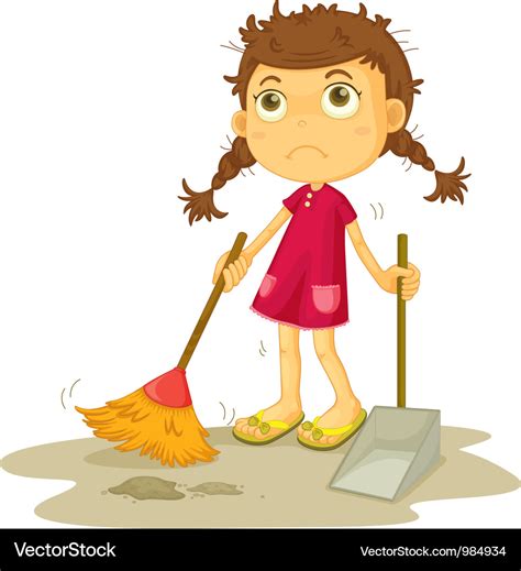 Girl cleaning floor Royalty Free Vector Image - VectorStock