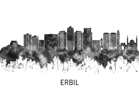 Erbil Iraq Skyline BW Mixed Media by NextWay Art - Pixels