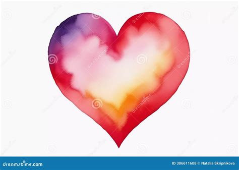 Hand Painted Watercolor Heart On A White Background Generative Ai